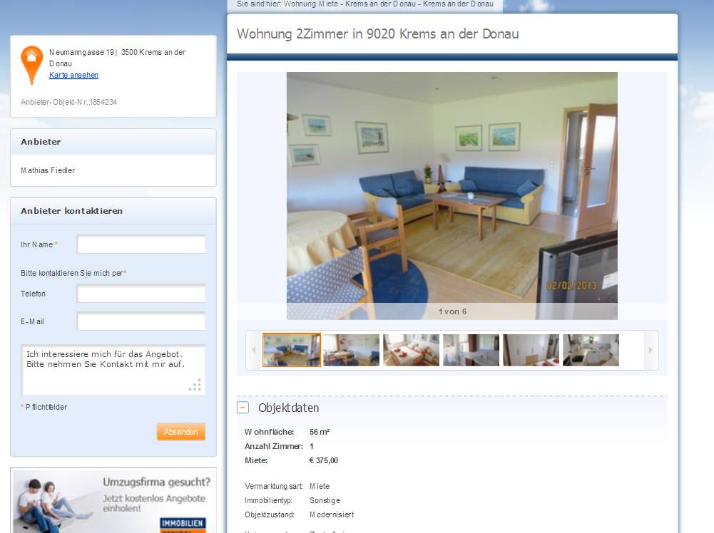 Single wohnung krems donau schonefrauen
